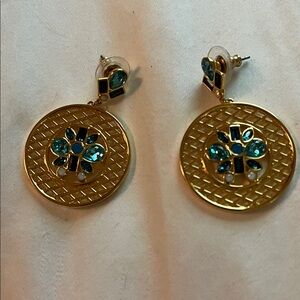 Swarovski Gold and Blue Earrings